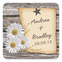 Rustic Country Daisy Wedding Envelope Seal stickers