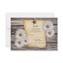 Rustic Country Daisy Wedding Reply Card Personalized Invites