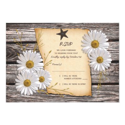 Rustic Country Daisy Wedding Reply Card Personalized Invites