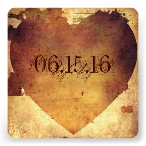 Rustic Country Distressed Heart Wedding Invitation