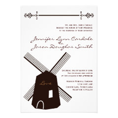 Rustic Country Dutch Windmill Wedding Invitations