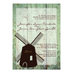 Rustic Country Dutch Windmill Wedding Invitations