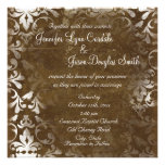 Rustic Country Faded Damask Wedding Invitations