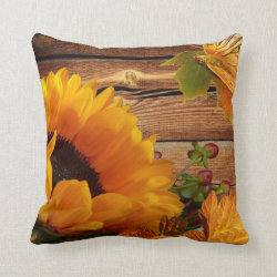 Rustic Country Fall Sunflower Butterfly Foliage Throw Pillows