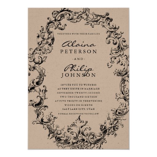 Rustic Country Frame Wedding Invitation Template | Zazzle