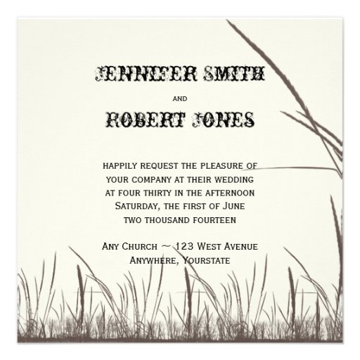 Rustic Country Grasslands Wedding Invitations