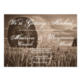 Rustic Country Hay Bale Rural Wedding Invitations 4.5