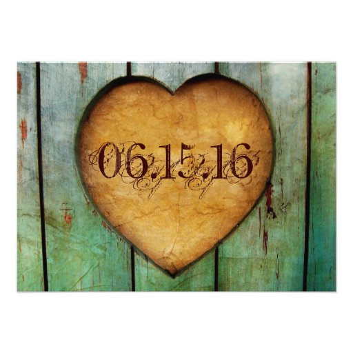 Rustic Country Heart Barn Wood Wedding Invitations