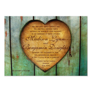Rustic Country Heart Barn Wood Wedding Invitations Personalized Invite