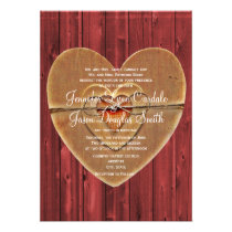 Rustic Country Hearts Barn Wood Wedding Invitation