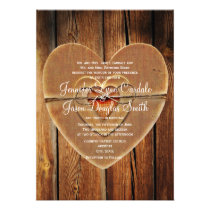 Rustic Country Hearts Barn Wood Wedding Invitation