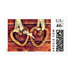 Rustic Country Hearts Barn Wood Wedding Stamps