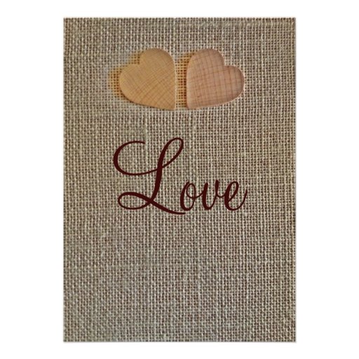 Rustic Country Hearts Burlap Lace Wedding Invites