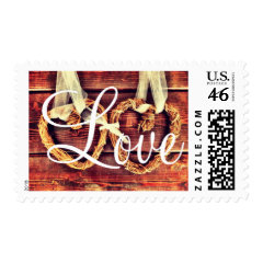 Rustic Country Hearts LOVE Wedding Stamps