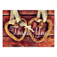 Rustic Country Hearts Wedding Thank You Cards