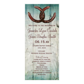 Rustic Country Horseshoe Barn Wood Wedding Program Rack Card Design