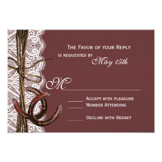 Rustic Country Horseshoe Plum Wedding RSVP Cards