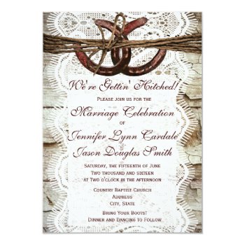 Rustic Country Horseshoe Wedding Invitations Personalized Invitations