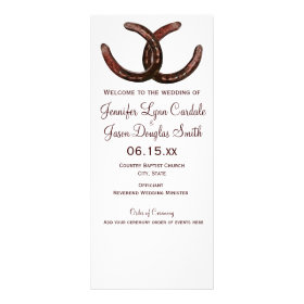 Rustic Country Horseshoe Wedding Programs Personalized Rack Card