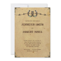 Rustic Country Horseshoes and Barbed Wire Wedding Custom Announcements