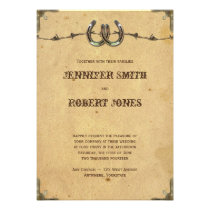 Rustic Country Horseshoes and Barbed Wire Wedding Custom Announcements