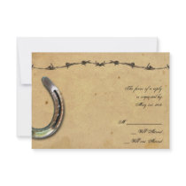 Rustic Country Horseshoes Barbed Response Card Personalized Announcements