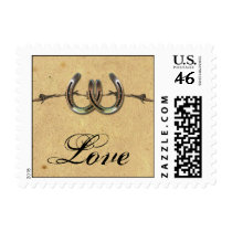 Rustic Country Horseshoes Barbed Wire Postage