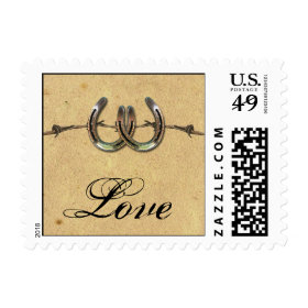 Rustic Country Horseshoes Barbed Wire Postage