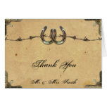 Rustic Country Horseshoes Barbed Wire Thank You Card