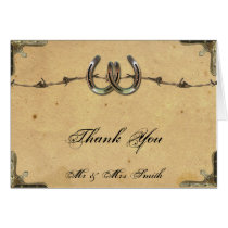 Rustic Country Horseshoes Barbed Wire Thank You Card
