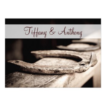 Rustic Country Horseshoes Cowboy Wedding Invites