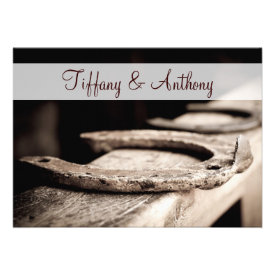 Rustic Country Horseshoes Cowboy Wedding Invites Custom Announcement