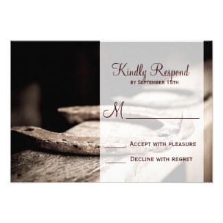 Rustic Country Horseshoes Cowboy Wedding RSVP Card