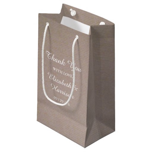 Rustic Country Kraft Wedding Thank You Favor Small Gift Bag Zazzle