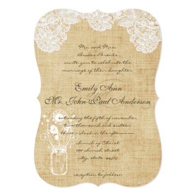 Rustic Country Lace and Burlap Wedding Invitations