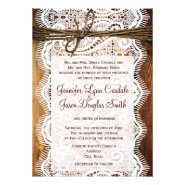 Rustic Country Lace Twine Wood Wedding Invites