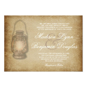 Rustic Country Lantern Vintage Wedding Invitations 5
