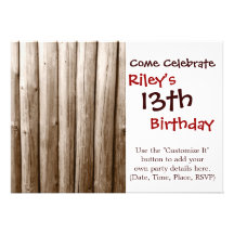Rustic Country Log Cabin Distressed Vintage Wood Custom Announcements