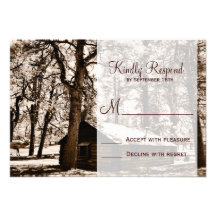Rustic Country Log Cabin Pine Wedding RSVP Cards