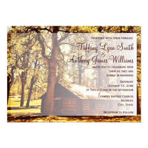 Rustic Country Log Cabin Woods Wedding Invitations