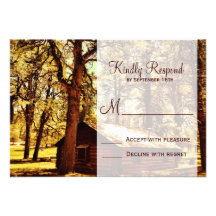 Rustic Country Log Cabin Woods Wedding RSVP Cards