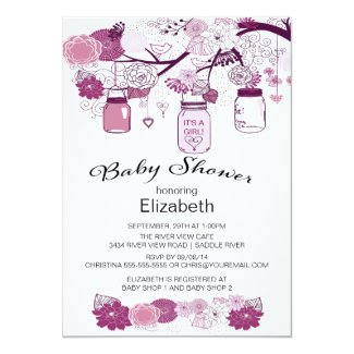 Rustic Country Mason Jar Baby Shower 5x7 Paper Invitation Card