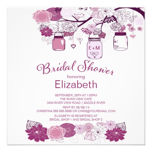 Rustic Country Mason Jar Bridal Shower Personalized Invitation