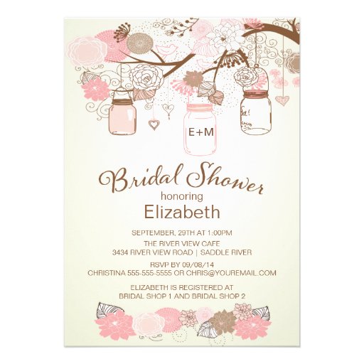 Rustic Country Mason Jar Bridal Shower Custom Announcements