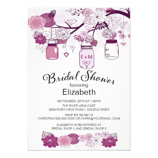 Rustic Country Mason Jar Bridal Shower Personalized Invite