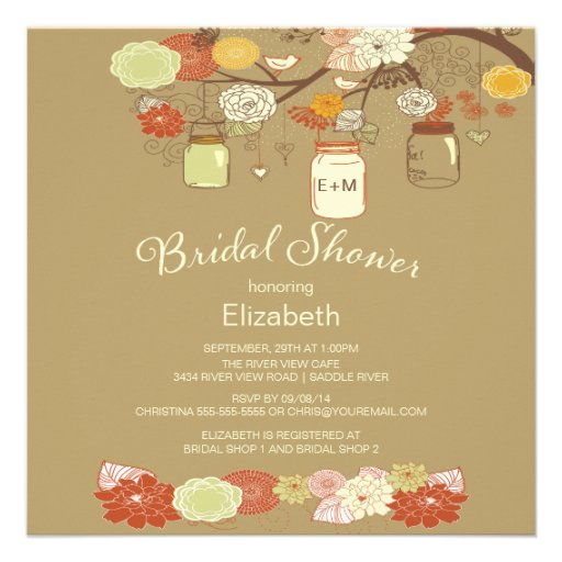 Rustic Country Mason Jar Bridal Shower Personalized Invite