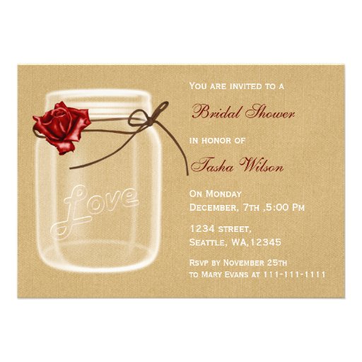 rustic country mason jar Bridal Shower Invitation