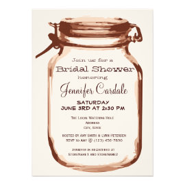 Rustic Country Mason Jar Bridal Shower Invitations Personalized Announcement