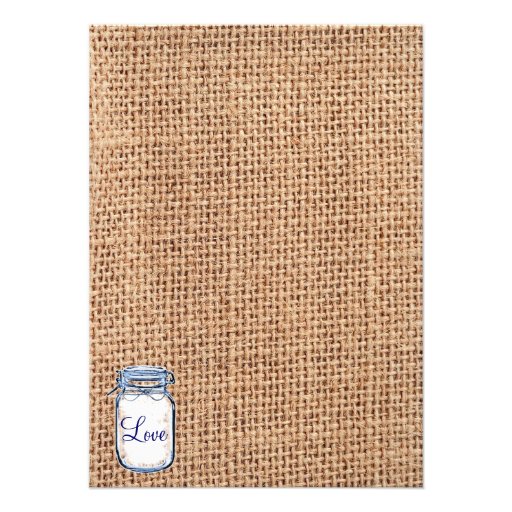 Rustic Country Mason Jar Burlap Wedding Invitation
