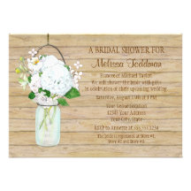 Rustic Country Mason Jar Flowers White Hydrangeas Custom Announcements
